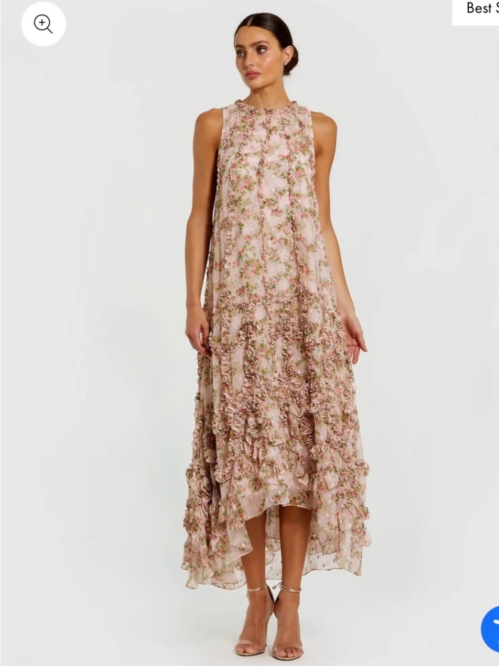 Pink Floral Formal Dress with Ruffles - Picture 8 of 8